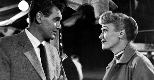 Jeff Chandler and Eve Arden in a scene from Our Miss Brooks